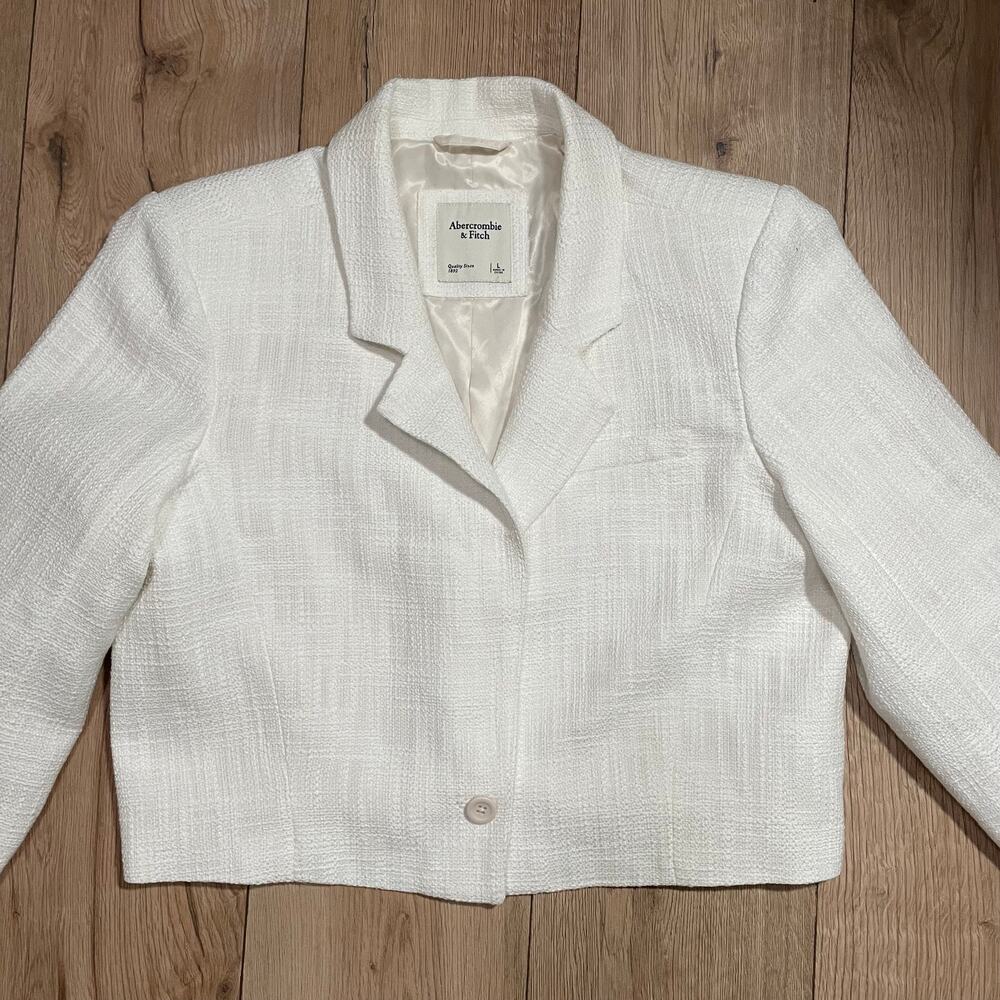 Abercrombie & Fitch Womens Large Cropped Blazer Tweed